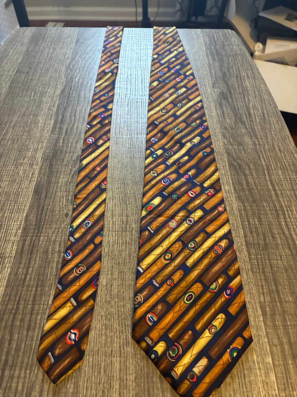 Men's Brown Patterned Tie with Multicolor Accents